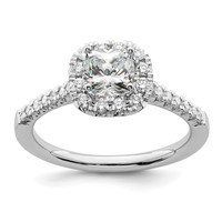 True Origin 14K White Gold 0.38 Carat Lab Grown Diamond VS+ F+ Semi-Mount Cushion Halo Engagement Ring view 1