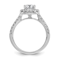 True Origin 14K White Gold 0.38 Carat Lab Grown Diamond VS+ F+ Semi-Mount Cushion Halo Engagement Ring view 2