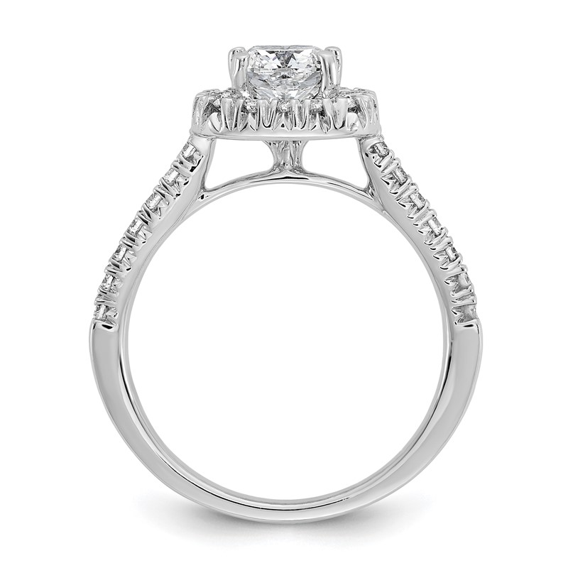 True Origin 14K White Gold 3/8 carat Lab Grown Diamond VS  D E F  Semi Mount Cushion Halo Engagement Ring