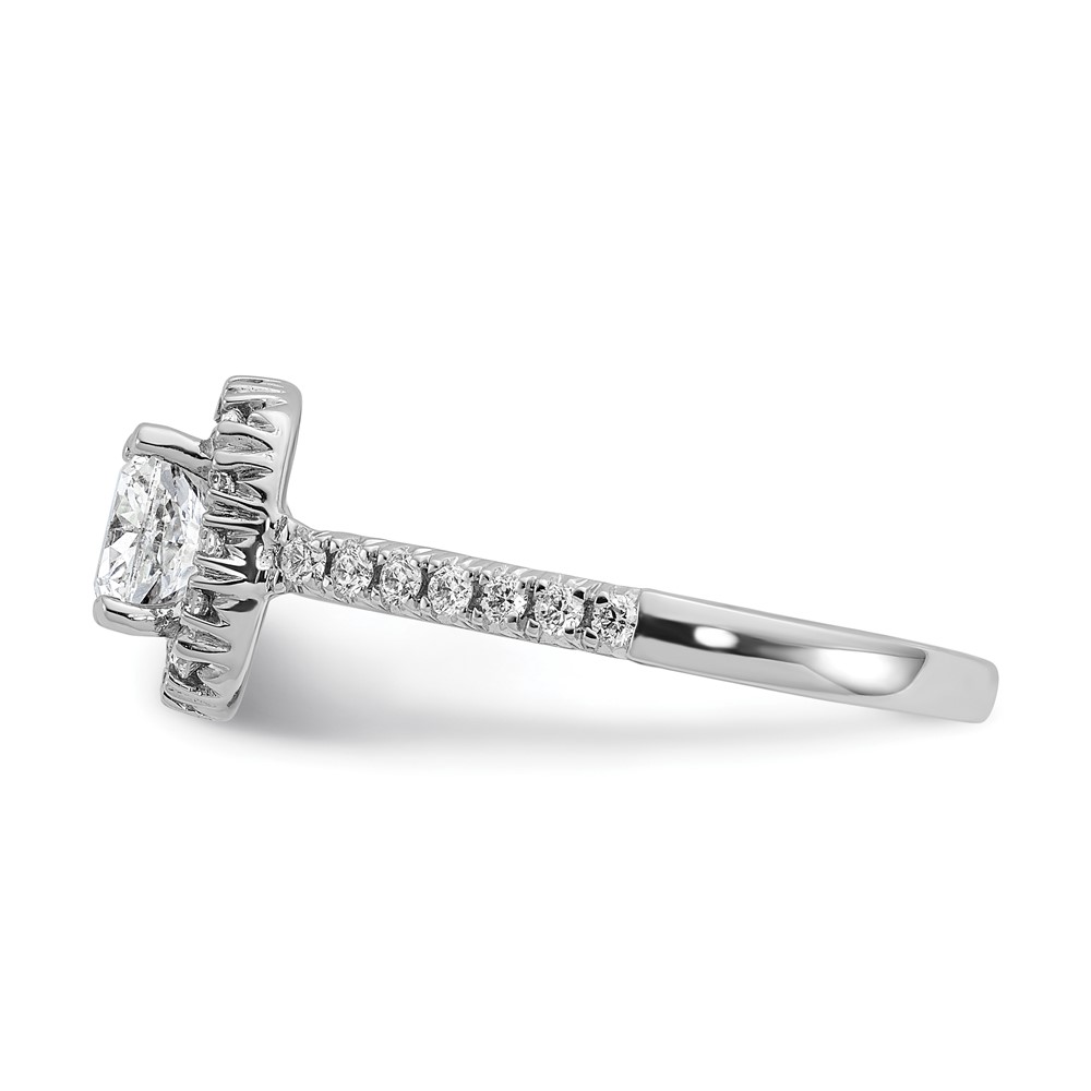 True Origin 14K White Gold 3/8 carat Lab Grown Diamond VS  D E F  Semi Mount Cushion Halo Engagement Ring (RM2059E-100-WLD)