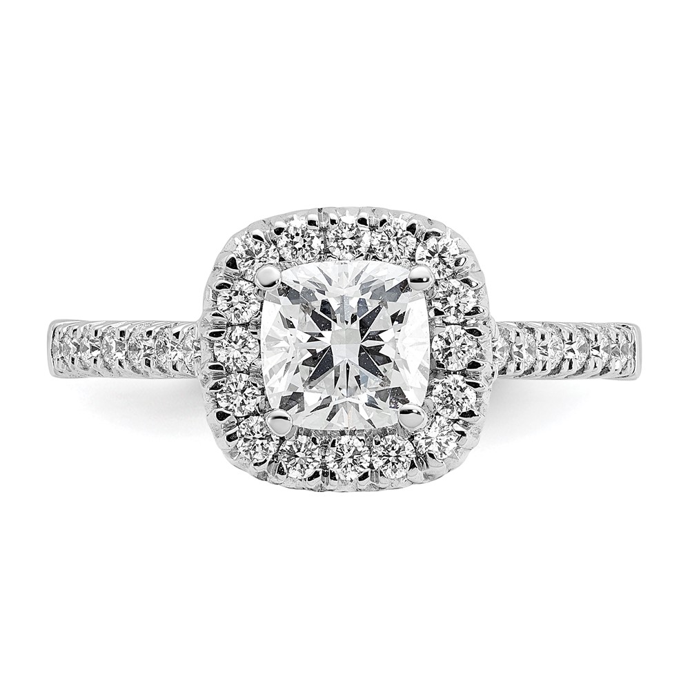 True Origin 14K White Gold 3/8 carat Lab Grown Diamond VS  D E F  Semi Mount Cushion Halo Engagement Ring (RM2059E-100-WLD)
