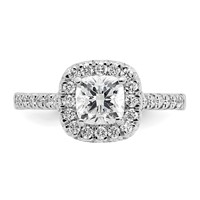 True Origin 14K White Gold 0.38 Carat Lab Grown Diamond VS+ F+ Semi-Mount Cushion Halo Engagement Ring view 4