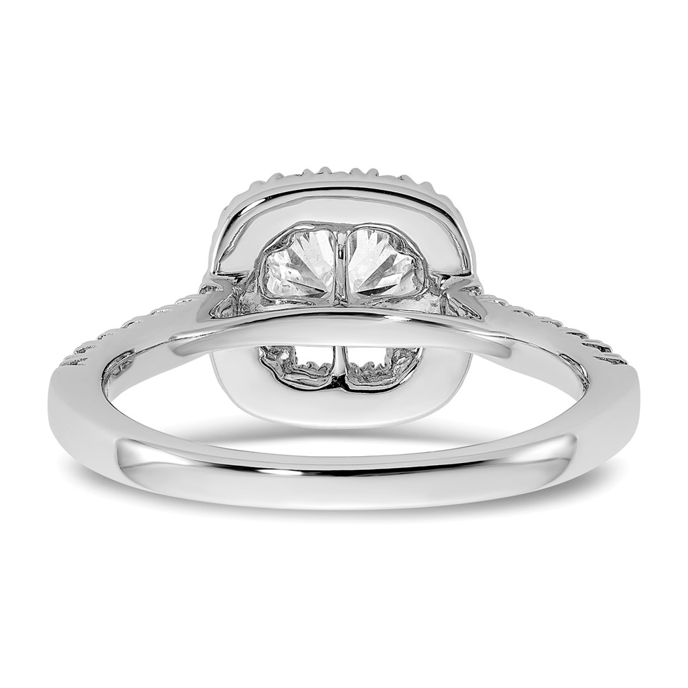 True Origin 14K White Gold 3/8 carat Lab Grown Diamond VS  D E F  Semi Mount Cushion Halo Engagement Ring (RM2059E-100-WLD)