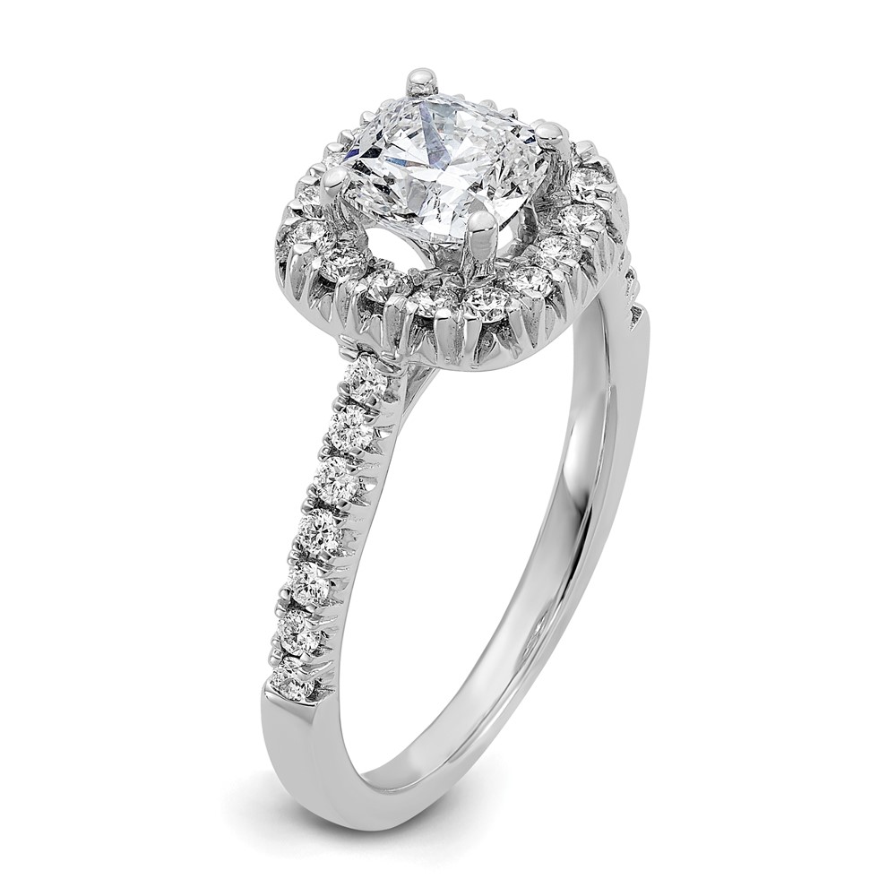 True Origin 14K White Gold 3/8 carat Lab Grown Diamond VS  D E F  Semi Mount Cushion Halo Engagement Ring (RM2059E-100-WLD)