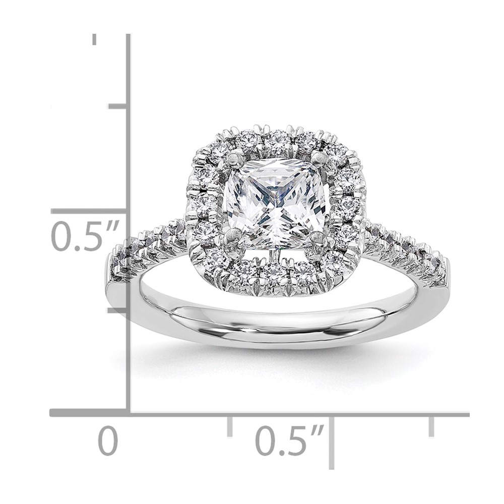 True Origin 14K White Gold 3/8 carat Lab Grown Diamond VS  D E F  Semi Mount Cushion Halo Engagement Ring (RM2059E-100-WLD)