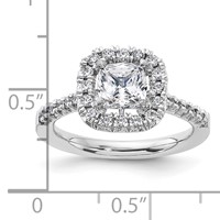 14K White Gold 0.38 Carat Lab Grown Diamond VS SI+ G+ 1 Carat Cushion Center Semi Mount Halo Engagement Ring view 4