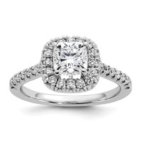 True Origin 14K White Gold 0.38 Carat Lab Grown Diamond VS+ F+ Semi-Mount Cushion Halo Engagement Ring view 1