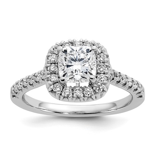 True Origin 14K White Gold 0.38 Carat Lab Grown Diamond VS+ F+ Semi-Mount Cushion Halo Engagement Ring
