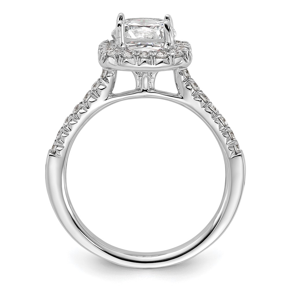 True Origin 14K White Gold 1/2 carat Lab Grown Diamond VS  D E F  Semi Mount Cushion Halo Engagement Ring (RM2059E-150-WLD)
