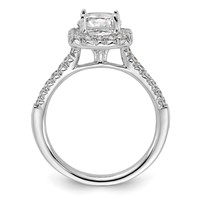 True Origin 14K White Gold 0.50 Carat Lab Grown Diamond VS+ F+ Semi-Mount Cushion Halo Engagement Ring view 2