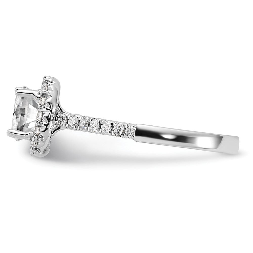 True Origin 14K White Gold 1/2 carat Lab Grown Diamond VS  D E F  Semi Mount Cushion Halo Engagement Ring (RM2059E-150-WLD)