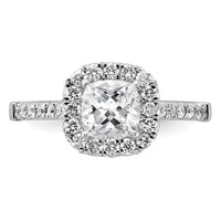 True Origin 14K White Gold 0.50 Carat Lab Grown Diamond VS+ F+ Semi-Mount Cushion Halo Engagement Ring view 4