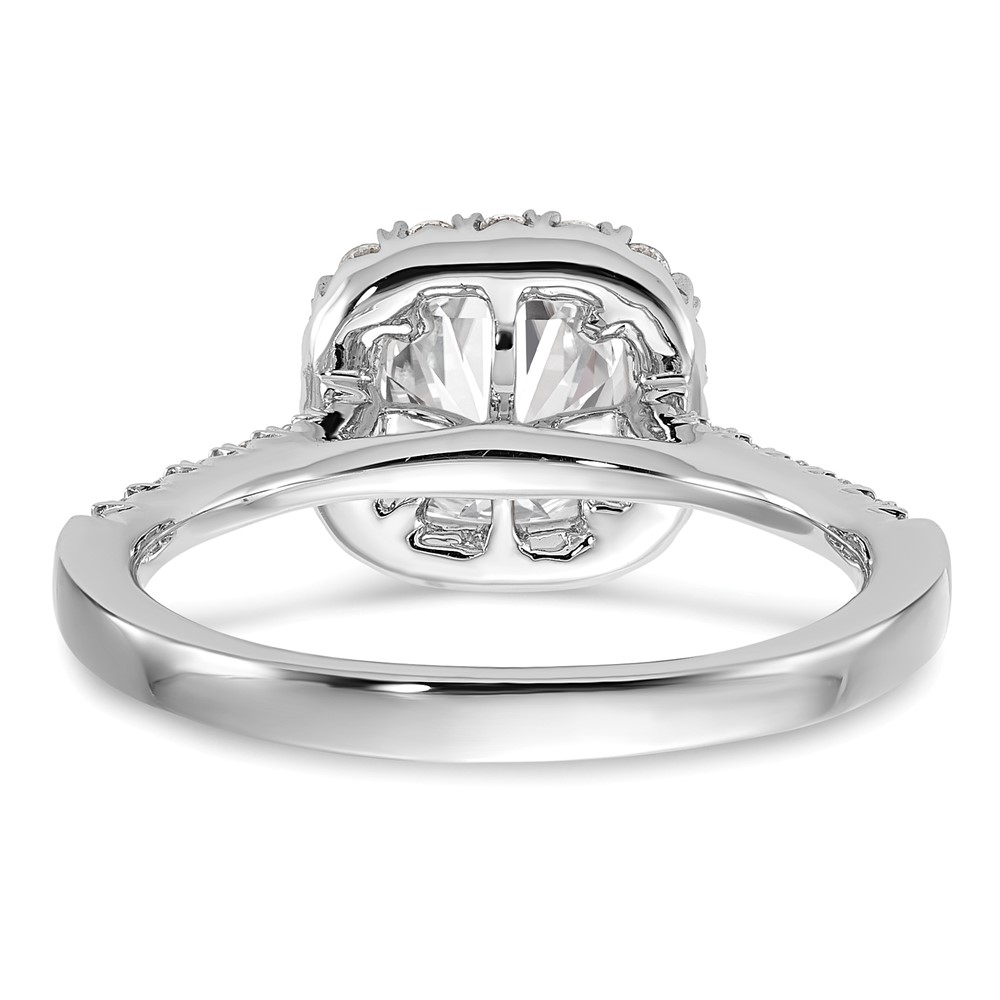 True Origin 14K White Gold 1/2 carat Lab Grown Diamond VS  D E F  Semi Mount Cushion Halo Engagement Ring (RM2059E-150-WLD)