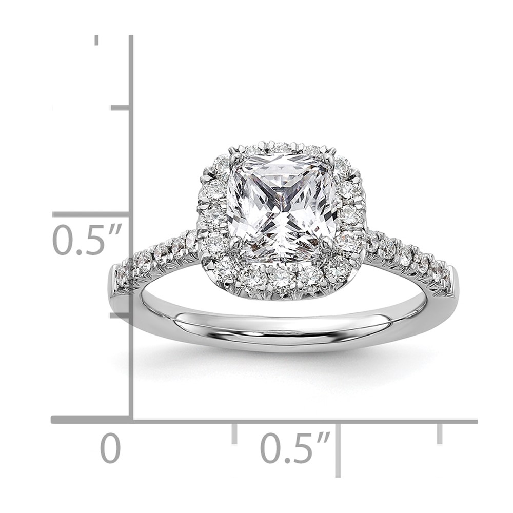 True Origin 14K White Gold 1/2 carat Lab Grown Diamond VS  D E F  Semi Mount Cushion Halo Engagement Ring (RM2059E-150-WLD)
