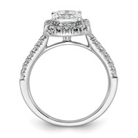 14K White Gold 0.50 Carat Lab Grown Diamond VS SI+ G+ 2 Carat Cushion Center Semi Mount Halo Engagement Ring view 2