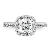 14K White Gold 0.50 Carat Lab Grown Diamond VS SI+ G+ 2 Carat Cushion Center Semi Mount Halo Engagement Ring view 4