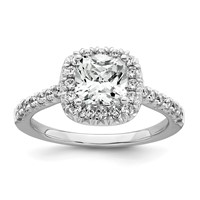 14K White Gold 0.50 Carat Lab Grown Diamond VS SI+ G+ 2 Carat Cushion Center Semi Mount Halo Engagement Ring view 1