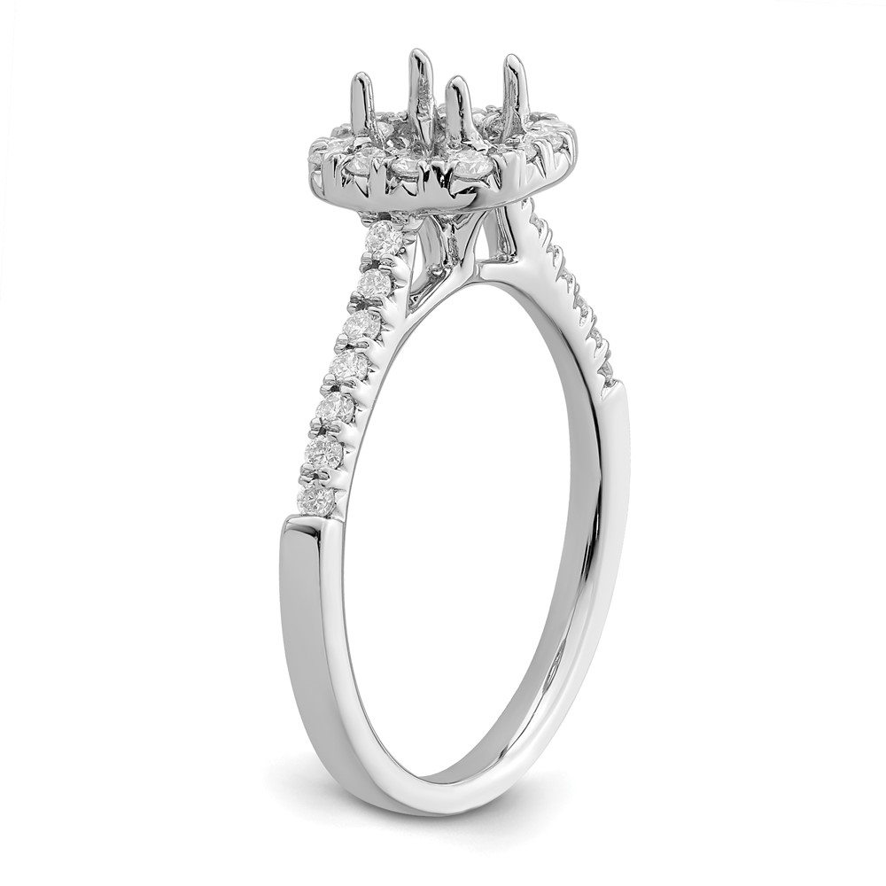 True Origin 14K White Gold 1/2 carat Lab Grown Diamond VS  D E F  Semi Mount Ascher Halo Engagement Ring (RM2060E-050-WLD)