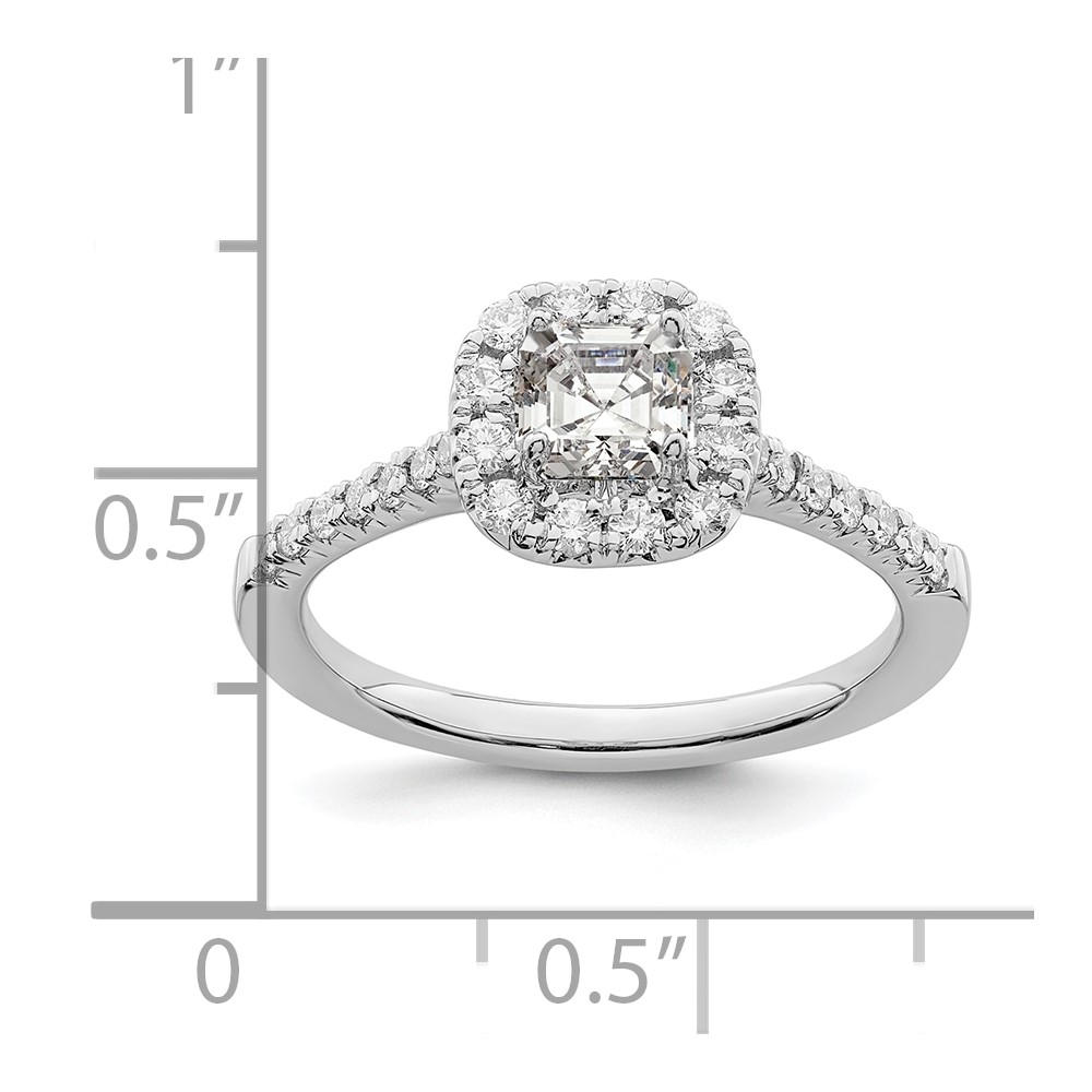 True Origin 14K White Gold 1/2 carat Lab Grown Diamond VS  D E F  Semi Mount Ascher Halo Engagement Ring (RM2060E-050-WLD)