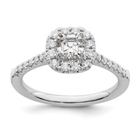 True Origin 14K White Gold 0.50 Carat Lab Grown Diamond VS+ F+ Semi-Mount Asscher Halo Engagement Ring view 1