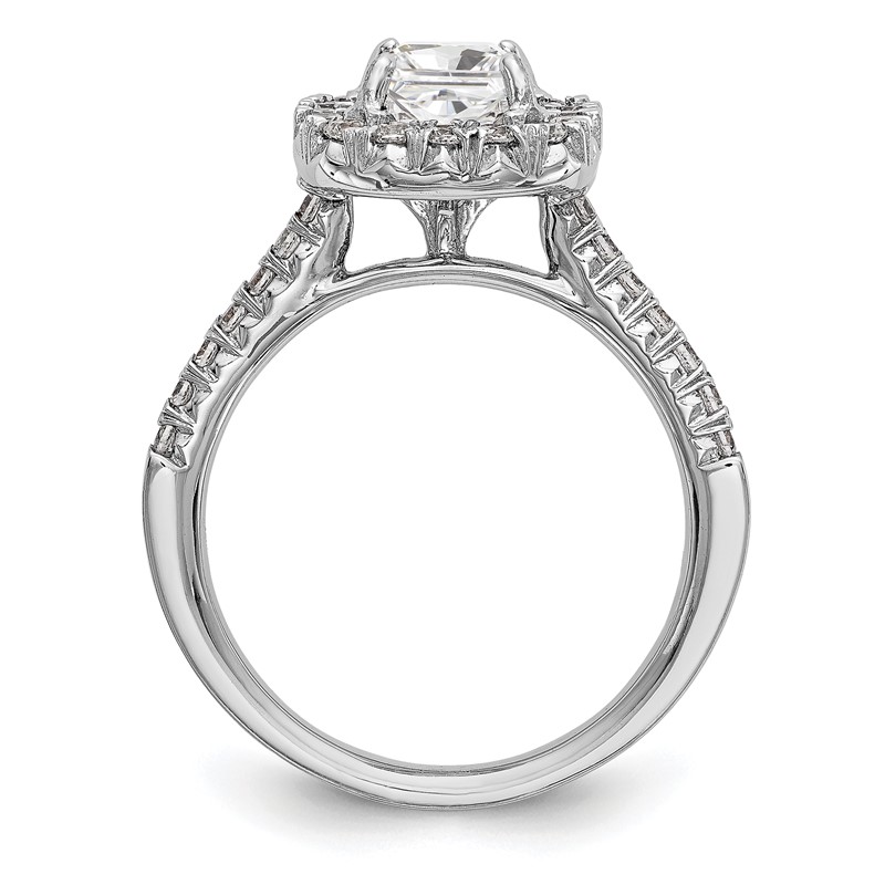 True Origin 14K White Gold 1/2 carat Lab Grown Diamond VS  D E F  Semi Mount Ascher Halo Engagement Ring