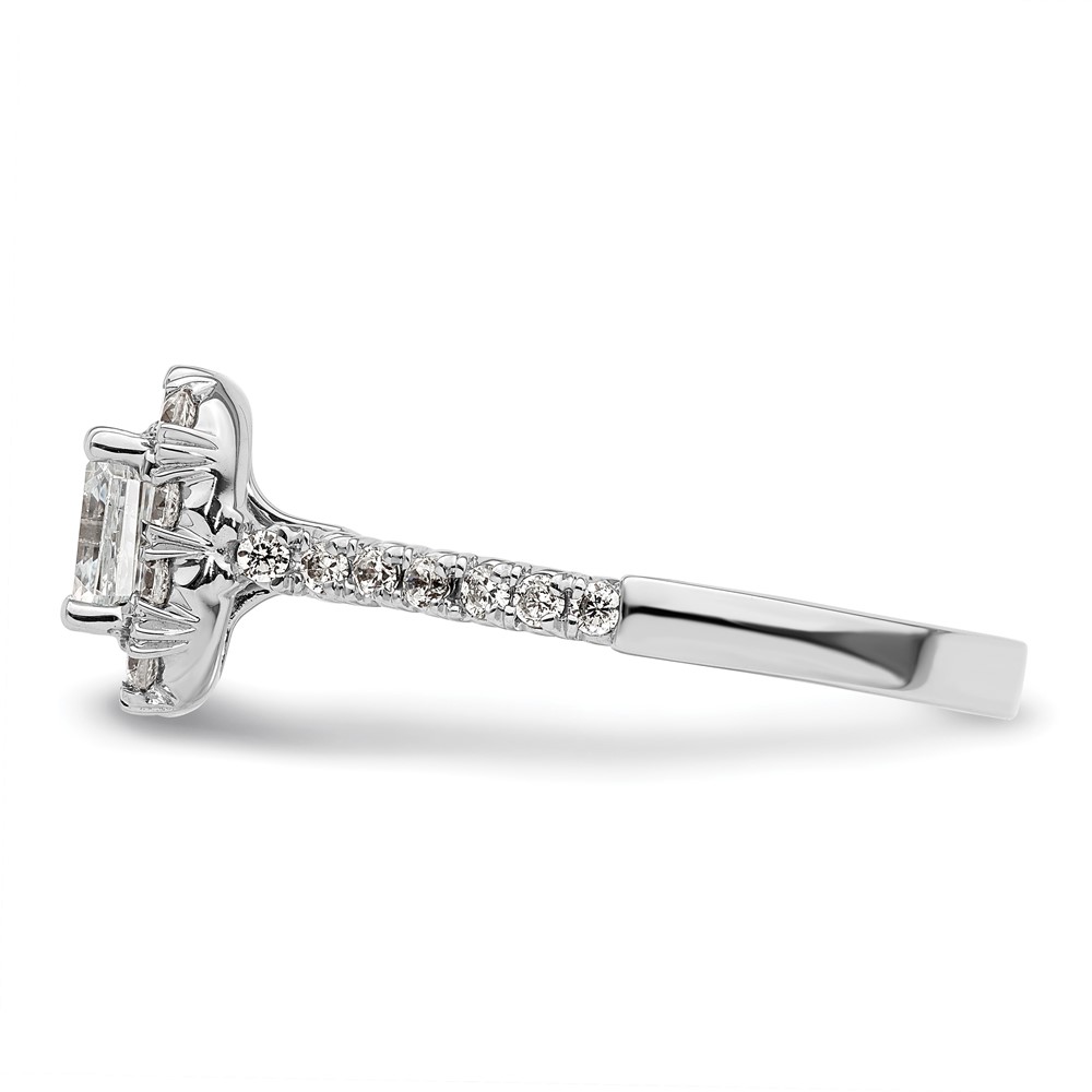 True Origin 14K White Gold 1/2 carat Lab Grown Diamond VS  D E F  Semi Mount Ascher Halo Engagement Ring (RM2060E-100-WLD)