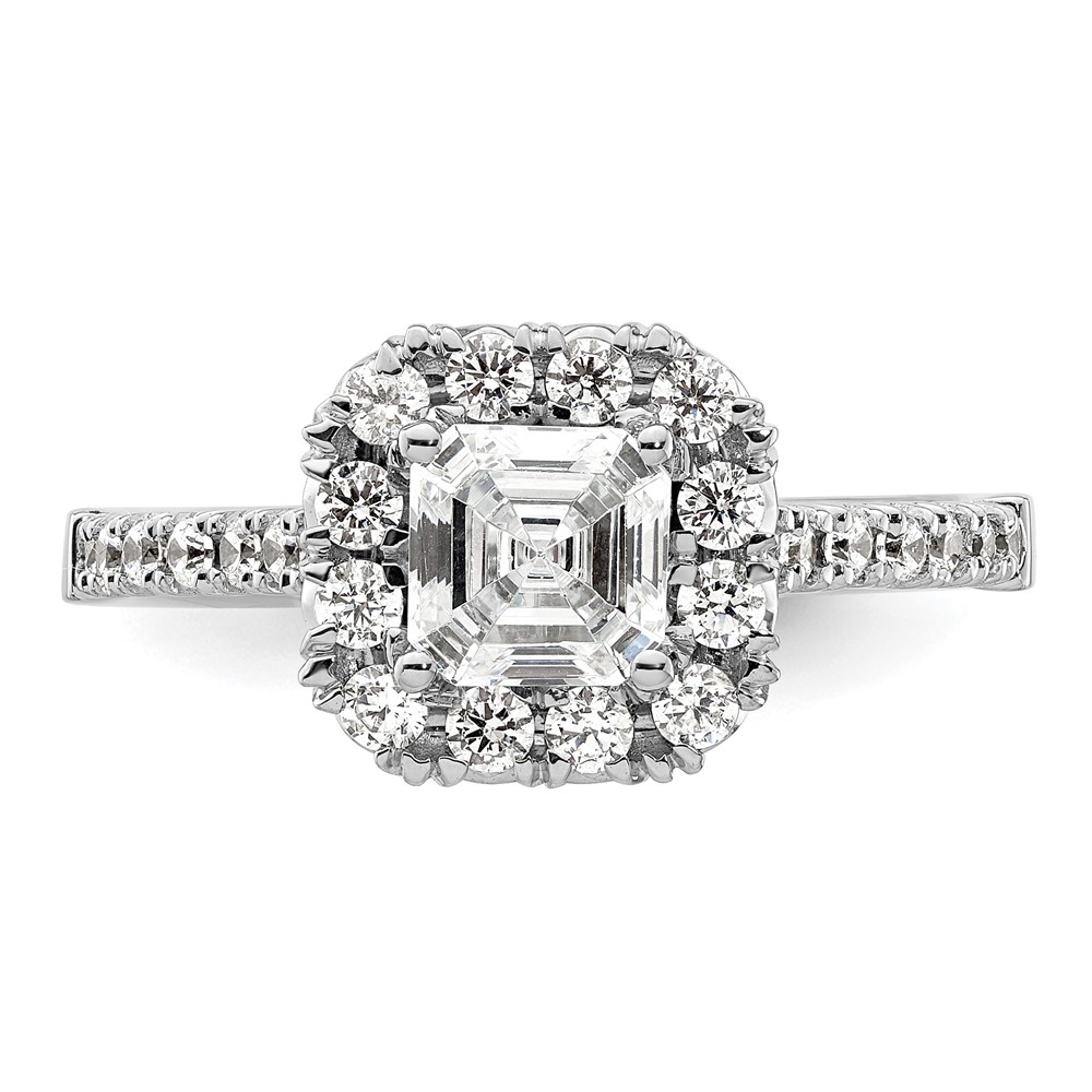 True Origin 14K White Gold 1/2 carat Lab Grown Diamond VS  D E F  Semi Mount Ascher Halo Engagement Ring (RM2060E-100-WLD)