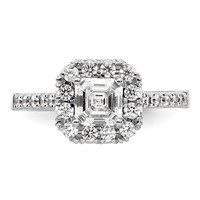 True Origin 14K White Gold 0.50 Carat Lab Grown Diamond VS+ F+ Semi-Mount Asscher Halo Engagement Ring view 4
