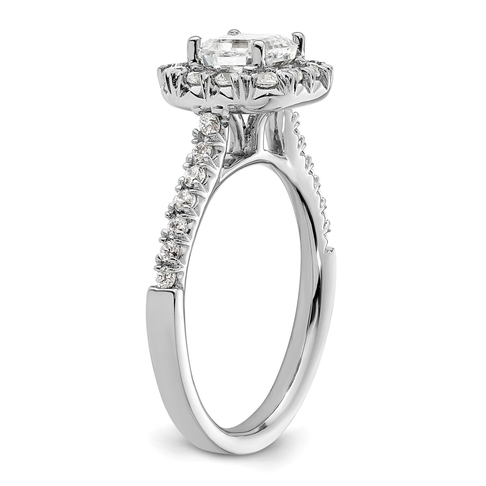 True Origin 14K White Gold 1/2 carat Lab Grown Diamond VS  D E F  Semi Mount Ascher Halo Engagement Ring (RM2060E-100-WLD)
