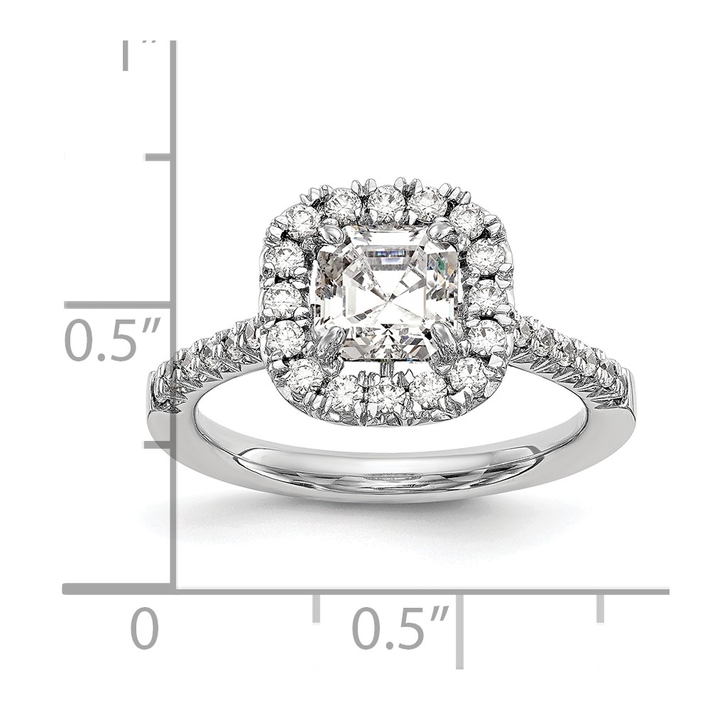 True Origin 14K White Gold 1/2 carat Lab Grown Diamond VS  D E F  Semi Mount Ascher Halo Engagement Ring (RM2060E-100-WLD)