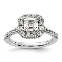 True Origin 14K White Gold 0.50 Carat Lab Grown Diamond VS+ F+ Semi-Mount Asscher Halo Engagement Ring view 1