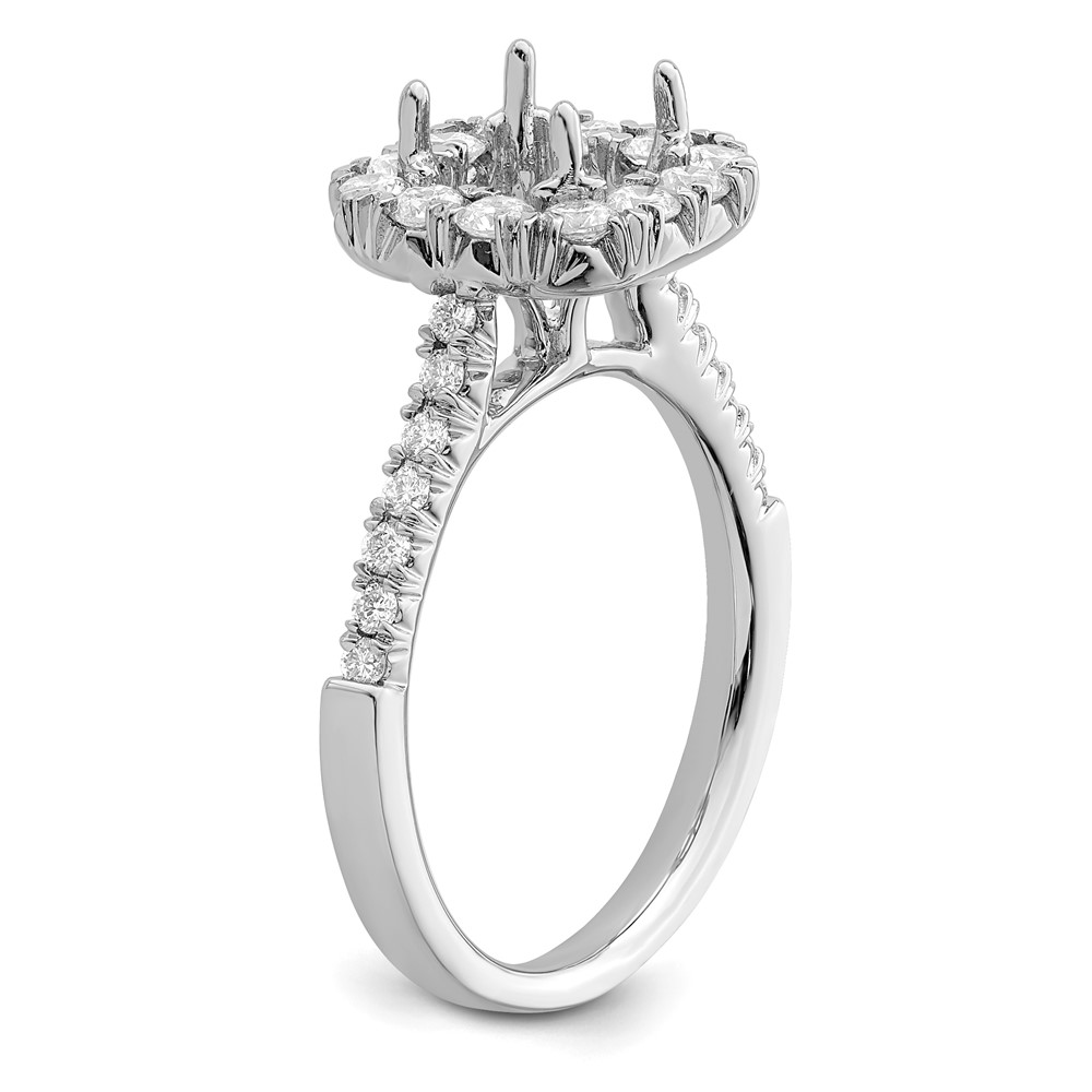 True Origin 14K White Gold 3/4 carat Lab Grown Diamond VS  D E F  Semi Mount Ascher Halo Engagement Ring (RM2060E-150-WLD)
