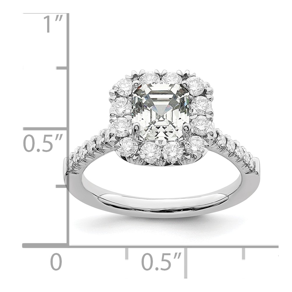 True Origin 14K White Gold 3/4 carat Lab Grown Diamond VS  D E F  Semi Mount Ascher Halo Engagement Ring (RM2060E-150-WLD)