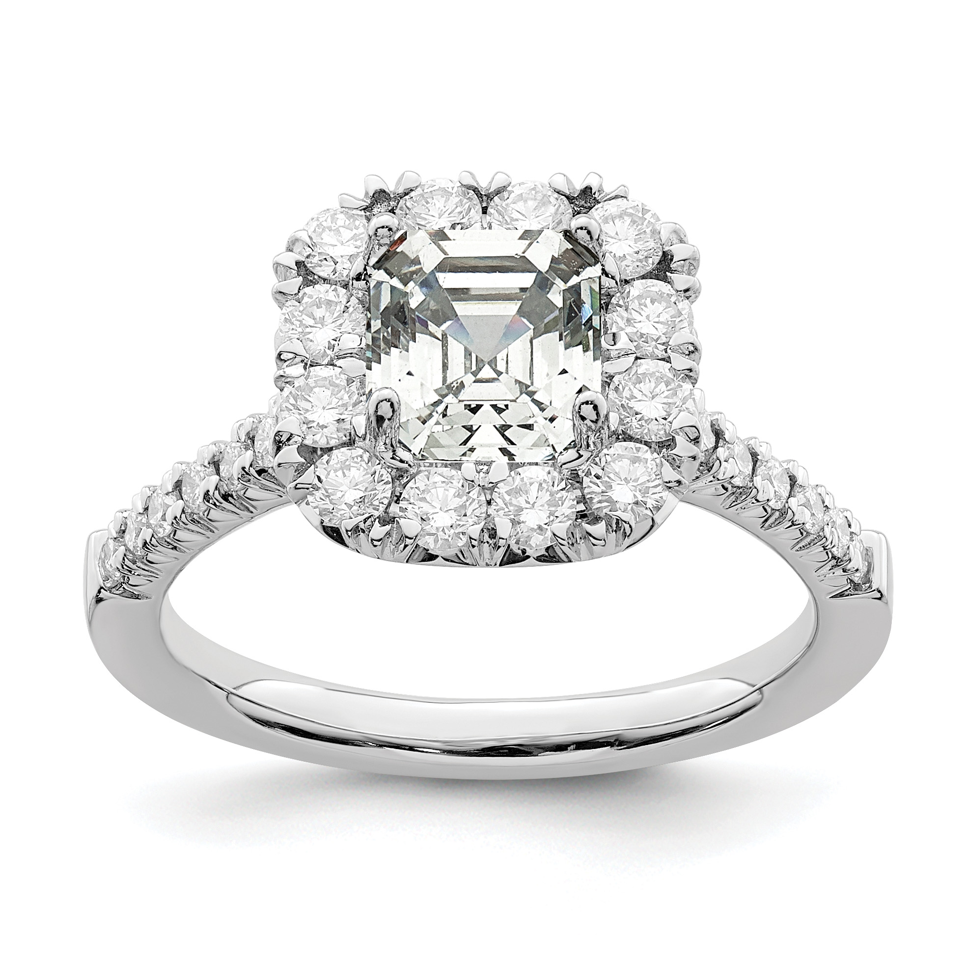 True Origin 14K White Gold 3/4 carat Lab Grown Diamond VS  D E F  Semi Mount Ascher Halo Engagement Ring (RM2060E-150-WLD)