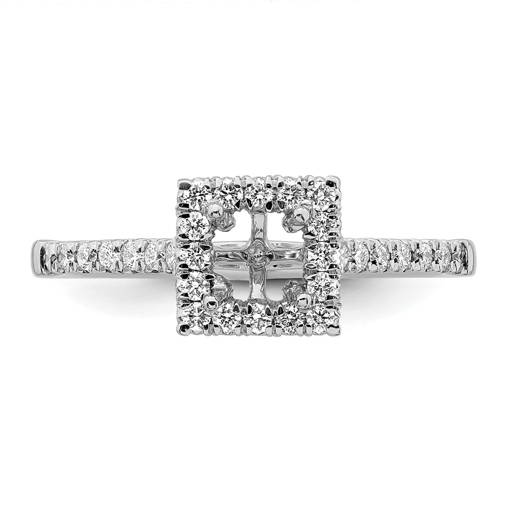 True Origin 14K White Gold 1/3 carat Lab Grown Diamond VS  D E F  Semi Mount Princess Halo Engagement Ring (RM2061E-050-WLD)