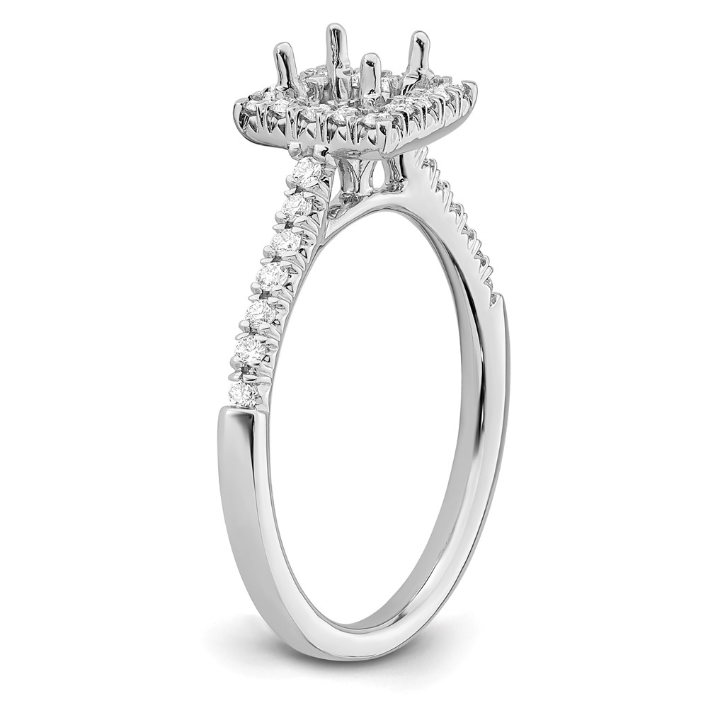 True Origin 14K White Gold 1/3 carat Lab Grown Diamond VS  D E F  Semi Mount Princess Halo Engagement Ring (RM2061E-050-WLD)
