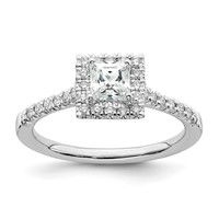 True Origin 14K White Gold 0.33 Carat Lab Grown Diamond VS+ F+ Semi-Mount Princess Halo Engagement Ring view 1