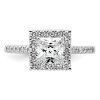 True Origin 14K White Gold 0.50 Carat Lab Grown Diamond VS+ F+ Semi-Mount Princess Halo Engagement Ring view 4