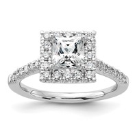 True Origin 14K White Gold 0.50 Carat Lab Grown Diamond VS+ F+ Semi-Mount Princess Halo Engagement Ring view 1