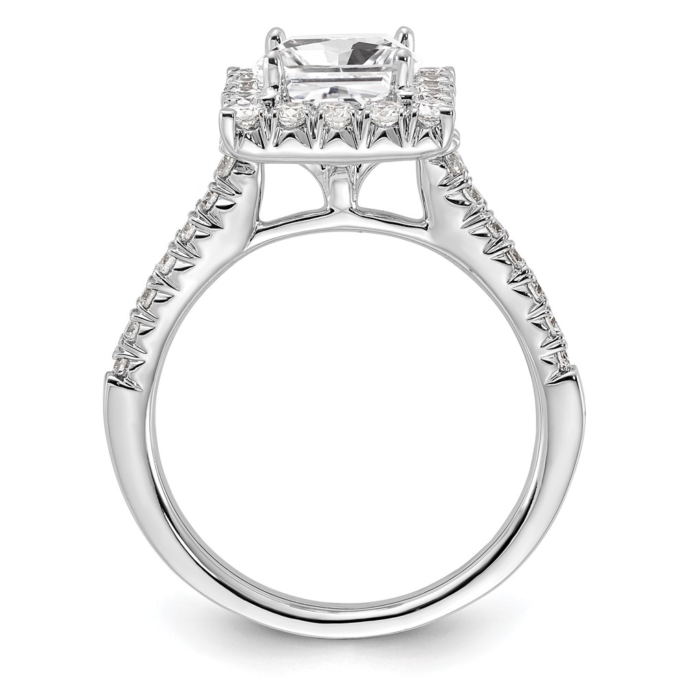 True Origin 14K White Gold 3/4 carat Lab Grown Diamond VS  D E F  Semi Mount Princess Halo Engagement Ring (RM2061E-150-WLD)
