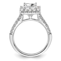 True Origin 14K White Gold 0.75 Carat Lab Grown Diamond VS+ F+ Semi-Mount Princess Halo Engagement Ring view 2