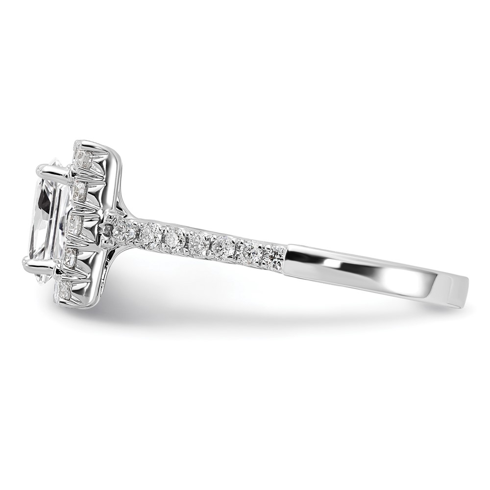 True Origin 14K White Gold 3/4 carat Lab Grown Diamond VS  D E F  Semi Mount Princess Halo Engagement Ring (RM2061E-150-WLD)