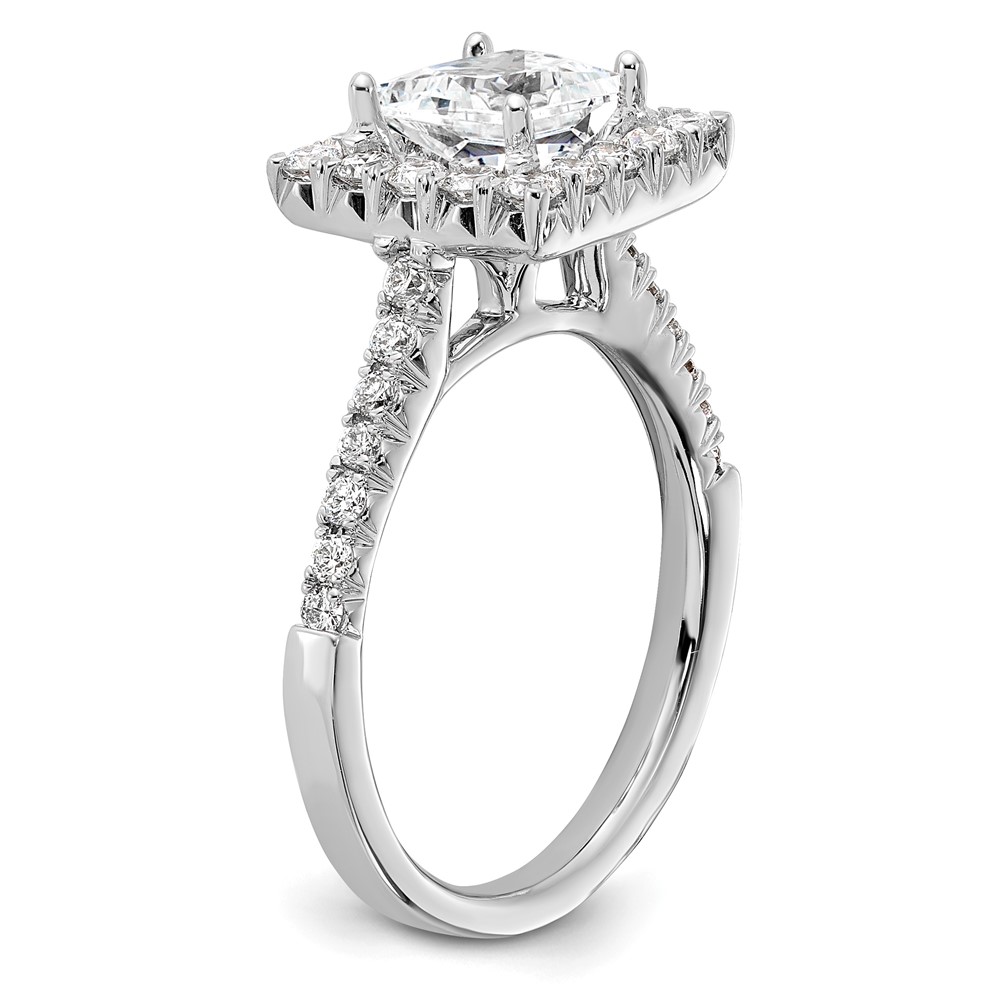 True Origin 14K White Gold 3/4 carat Lab Grown Diamond VS  D E F  Semi Mount Princess Halo Engagement Ring (RM2061E-150-WLD)