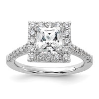 True Origin 14K White Gold 0.75 Carat Lab Grown Diamond VS+ F+ Semi-Mount Princess Halo Engagement Ring view 1