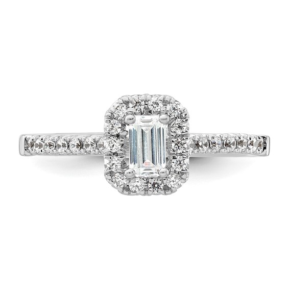 Emerald-Cut Halo Diamond Semi-mount Engagement Rings
