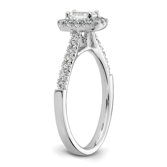Emerald-Cut Halo Diamond Semi-mount Engagement Rings