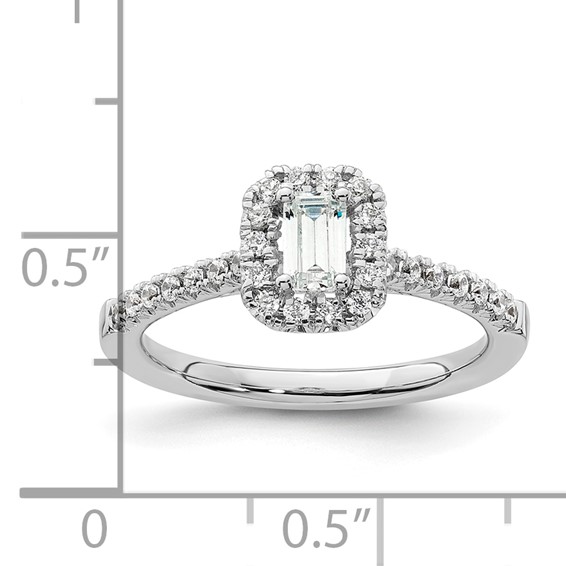 Emerald-Cut Halo Diamond Semi-mount Engagement Rings