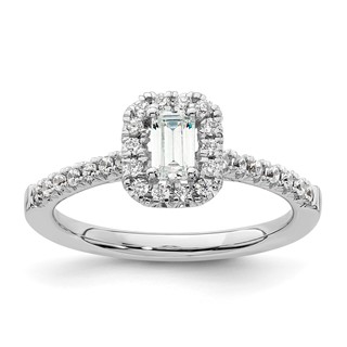Emerald-Cut Halo Diamond Semi-mount Engagement Rings