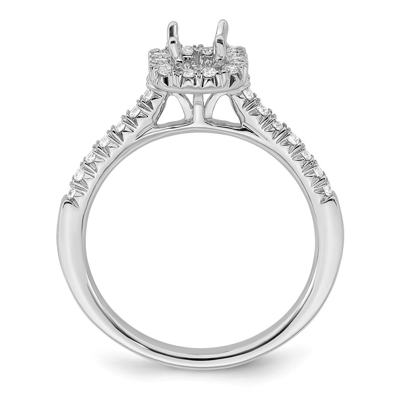 True Origin 14K White Gold 1/4 carat Lab Grown Diamond VS  D E F  Semi Mount Emerald Halo Engagement Ring