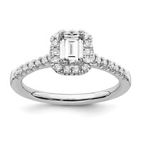 True Origin 14K White Gold 0.25 Carat Lab Grown Diamond VS+ F+ Semi-Mount Emerald Halo Engagement Ring view 1